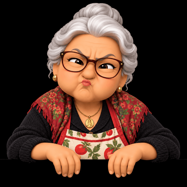 Nonna looking comically cross